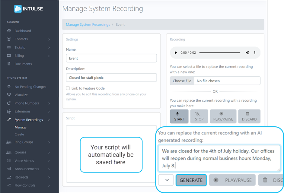 Create AI Recording